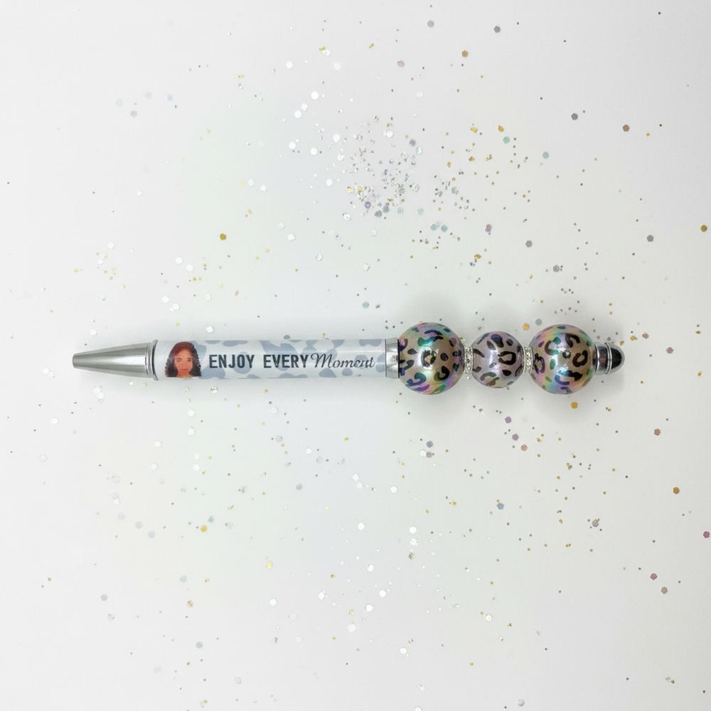“Enjoy Every Moment” Animal Print Beaded Pen